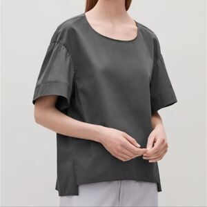 COS gray flare sleeved boxy minimalist blouse top‎ 12